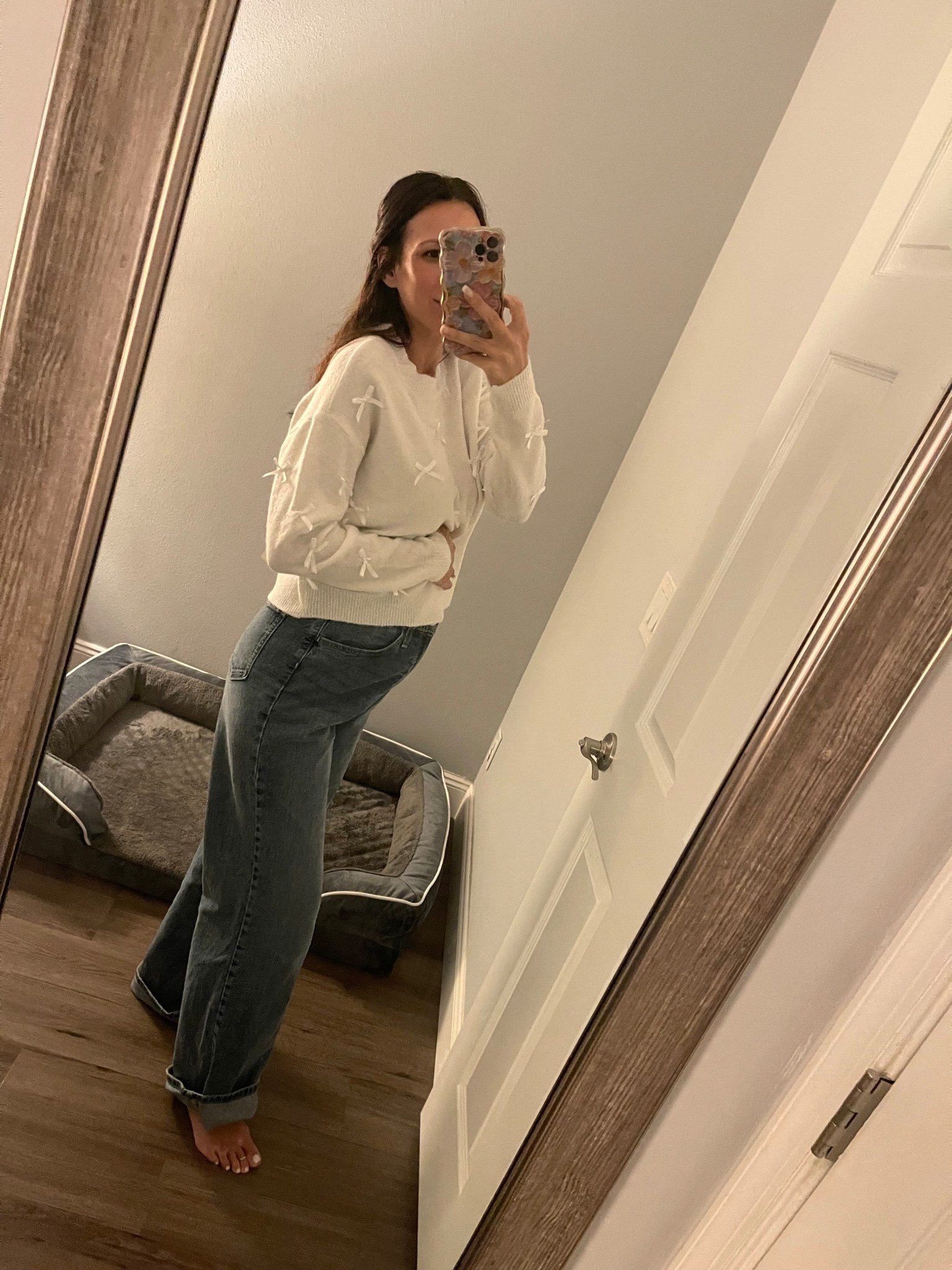 Size small in the sweater and size 4 in the jeans! 

#LTKBump #LTKFindsUnder50