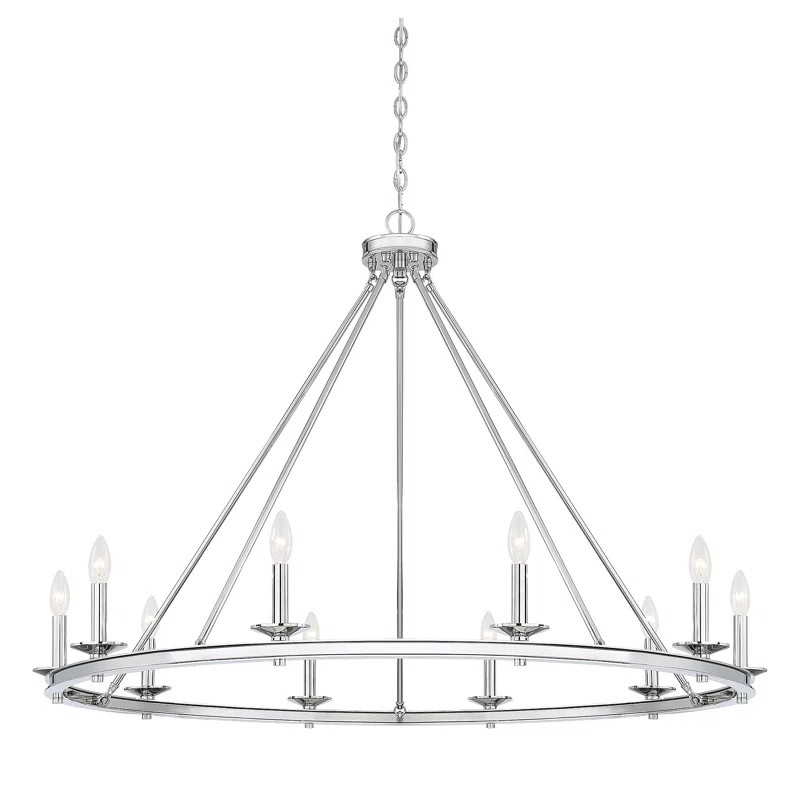 Poynor 10 - Light Candle Style Wagon Wheel Chandelier | Wayfair North America