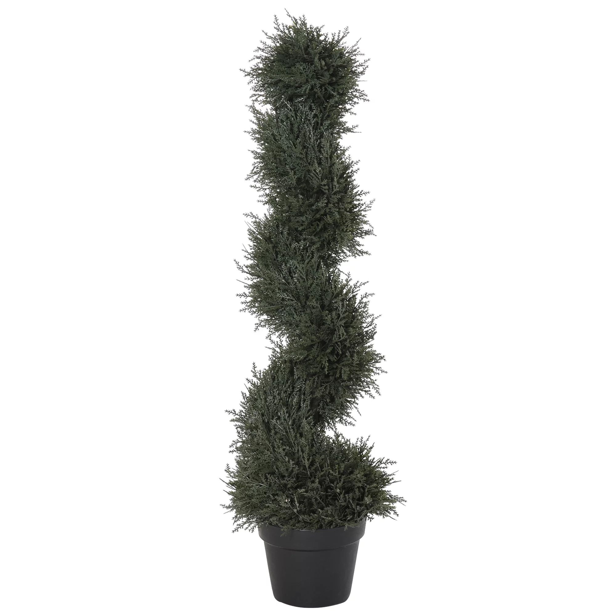 Outsunny 3FT Topiary Artificial Faux Cedar Tree Spiral Boxwood Plant, Pre-potted & Features High-... | Walmart (US)