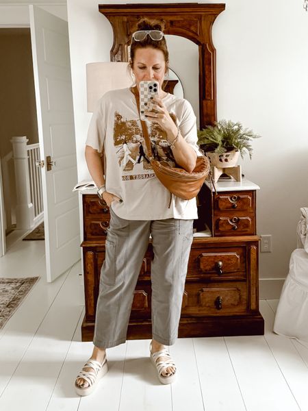 Casual, comfy, and budget-friendly  clothes from @walmart. This graphic tee is the perfect Summer staple! #walmartpartner #walmartfashion 

#LTKover40 #LTKmidsize