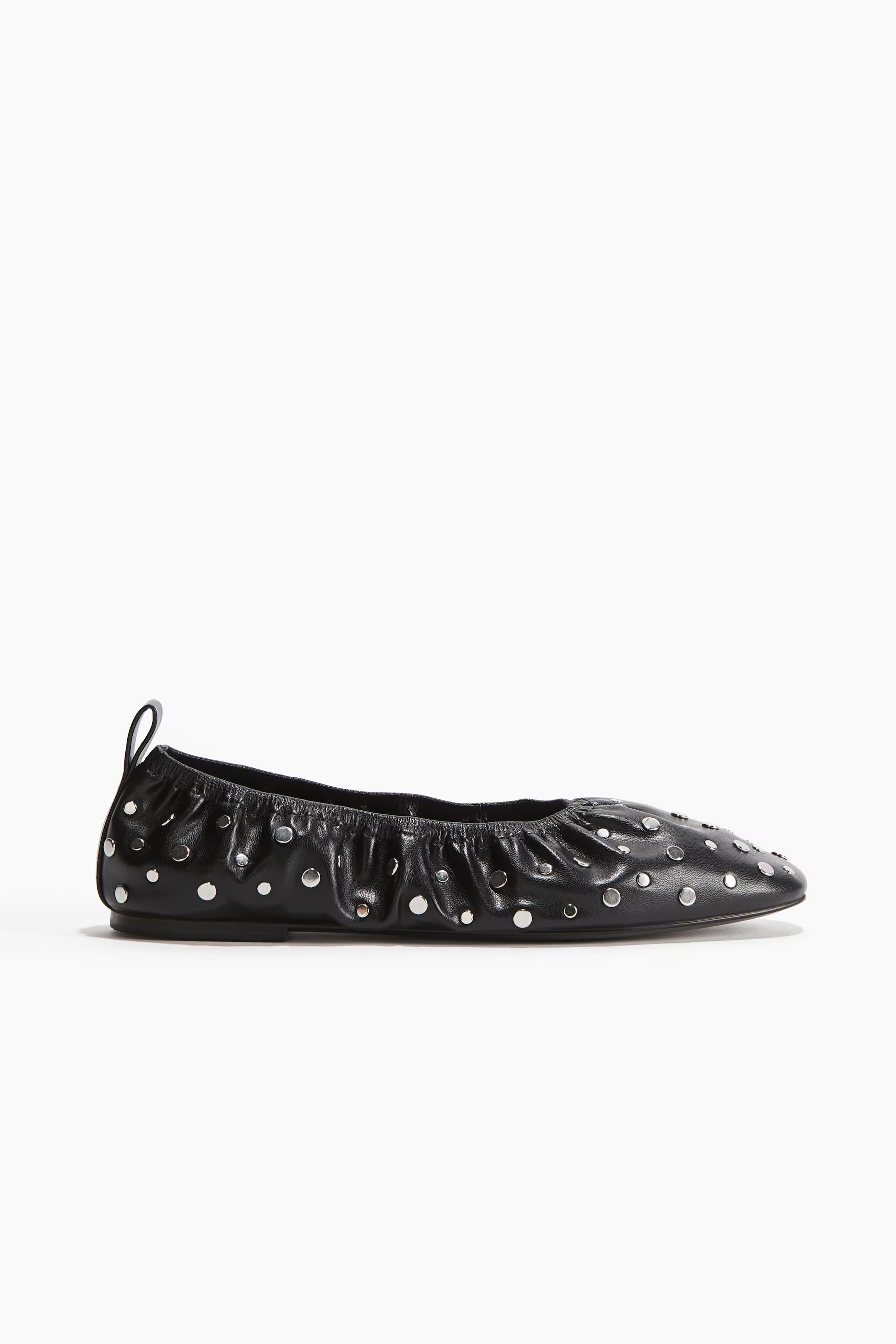 Stud-Detail Ballet Flats - No heel - Black/silver-colored - Ladies | H&M US | H&M (US + CA)