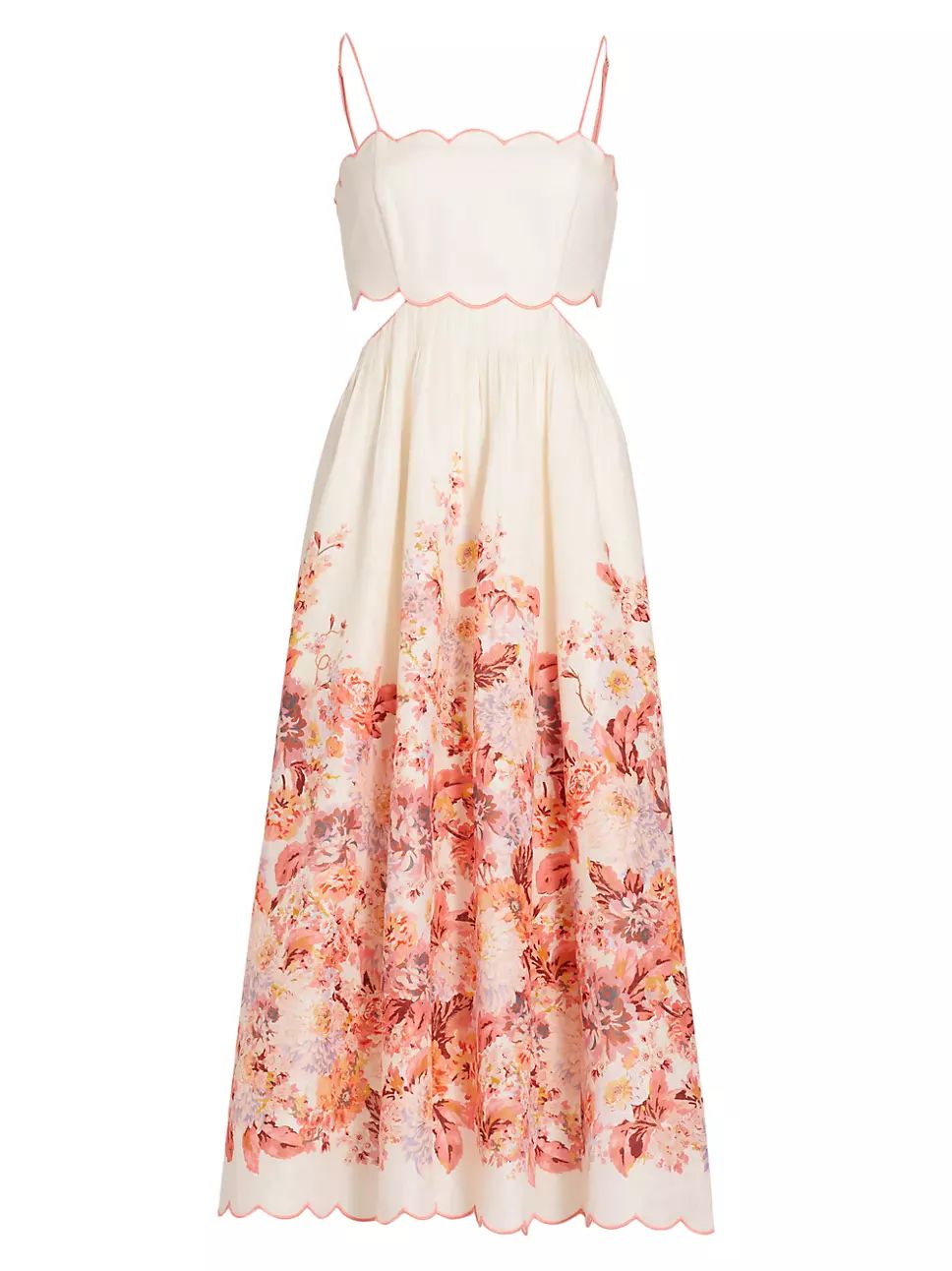 Zimmermann Devi Scalloped Cut-Out Midi-Dress | Saks Fifth Avenue