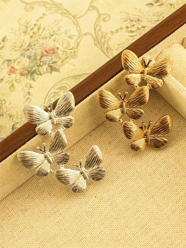 Yuan Shuo Wholesale Korean Fashion 3 Butterfly Brooch, Minimalist Alloy Chest Pin For Suit, Dress, Sweater Decoration | SHEIN