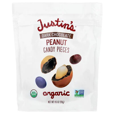 Justin's Nut Butter, Organic Peanut Candy Pieces, Dark Chocolate, 4.5 oz (128 g) | iHerb
