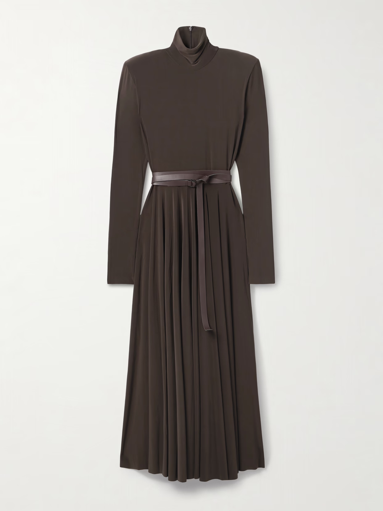 Norma Kamali - Belted Stretch-jersey Turtleneck Midi Dress - Brown | NET-A-PORTER (US)