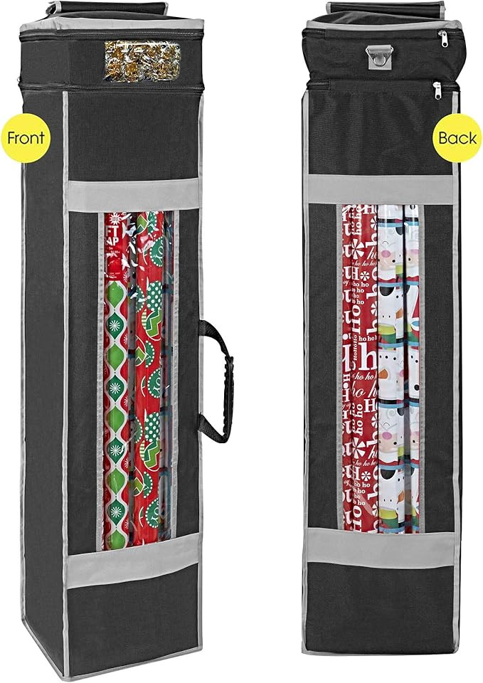 ProPik Holiday Wrapping Paper Storage Organizer Bag with Pocket and Handles Including Hanging Loo... | Amazon (US)