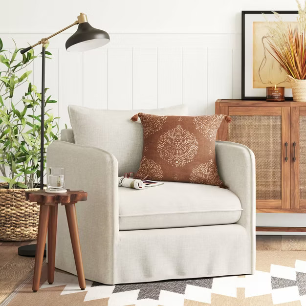 Berea Slouchy Lounge Chair with French Seams Linen - Threshold™ | Target