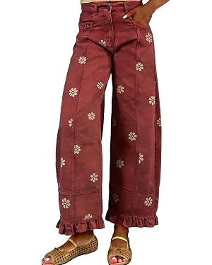 utcoco Barrel Jeans Women 2026 Floral Print Wide Leg Jeans Y2k Patchwork Baggy Boyfriend Denim Pa... | Amazon (US)