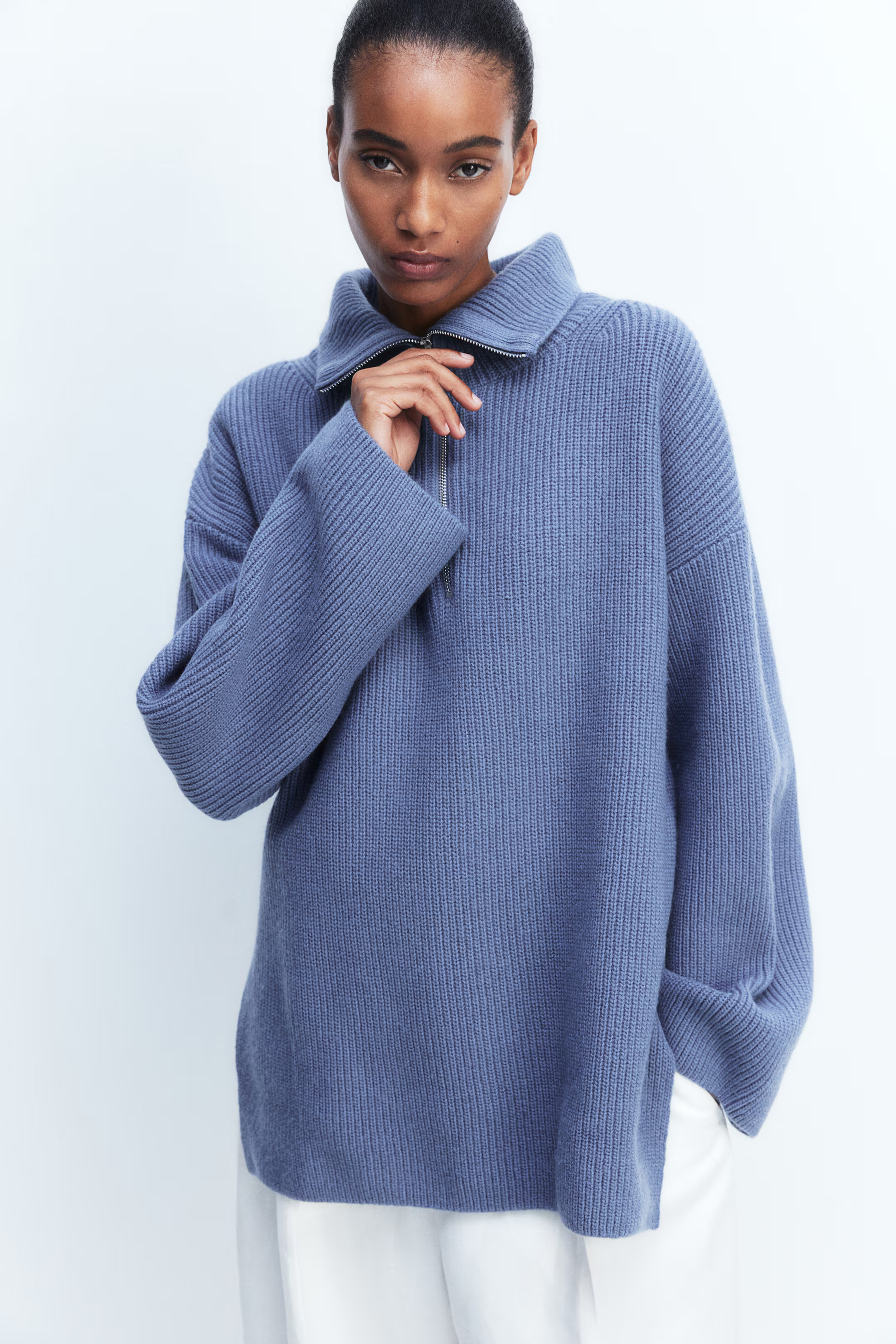 Zip-top rib-knit jumper | H&M (UK, MY, IN, SG, PH, TW, HK)