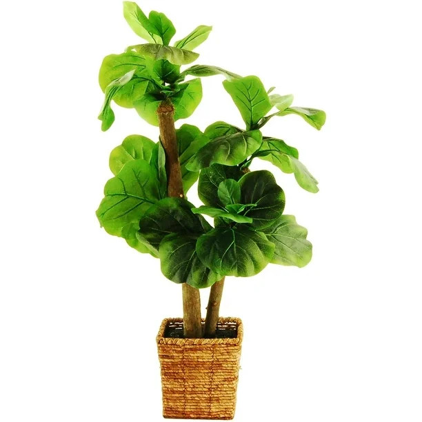 38" Artificial Mini Fiddle-Leaf Fig Tree in a Square Basket with Faux Dirt | Walmart (US)