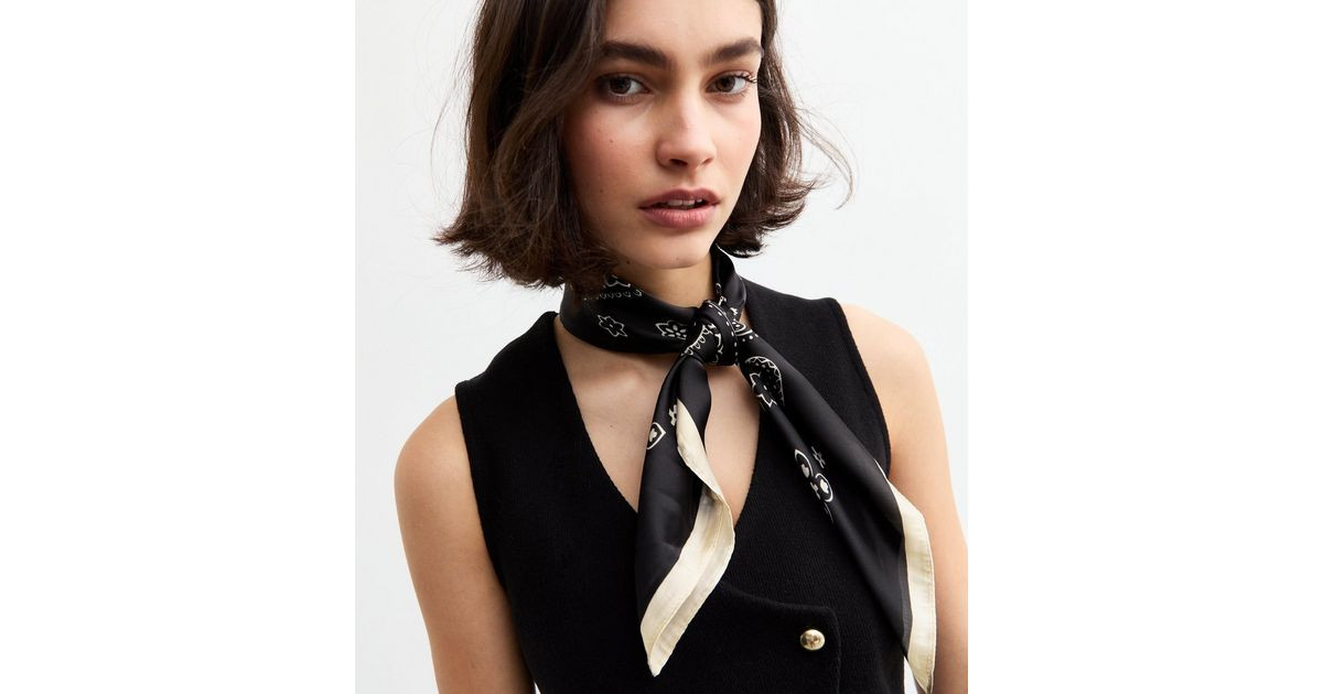 Black Paisley Print Satin Scarf | New Look | New Look (UK)