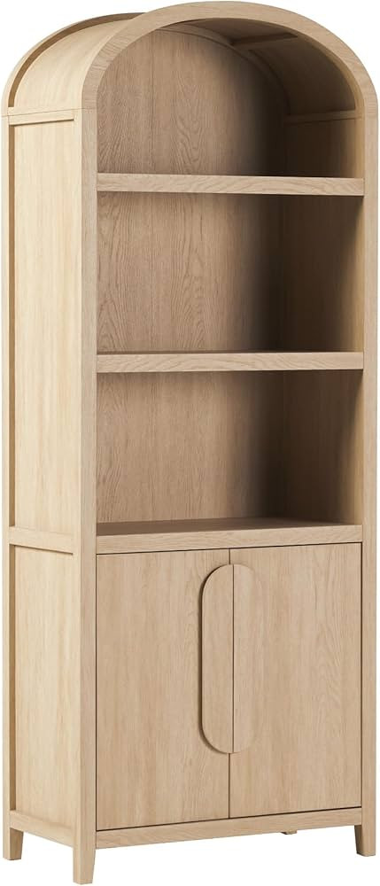 Walker Edison Modern Arched 3-Shelf Bookcase with Lower Cabinet, Curved Top Bookcase with Doors o... | Amazon (US)