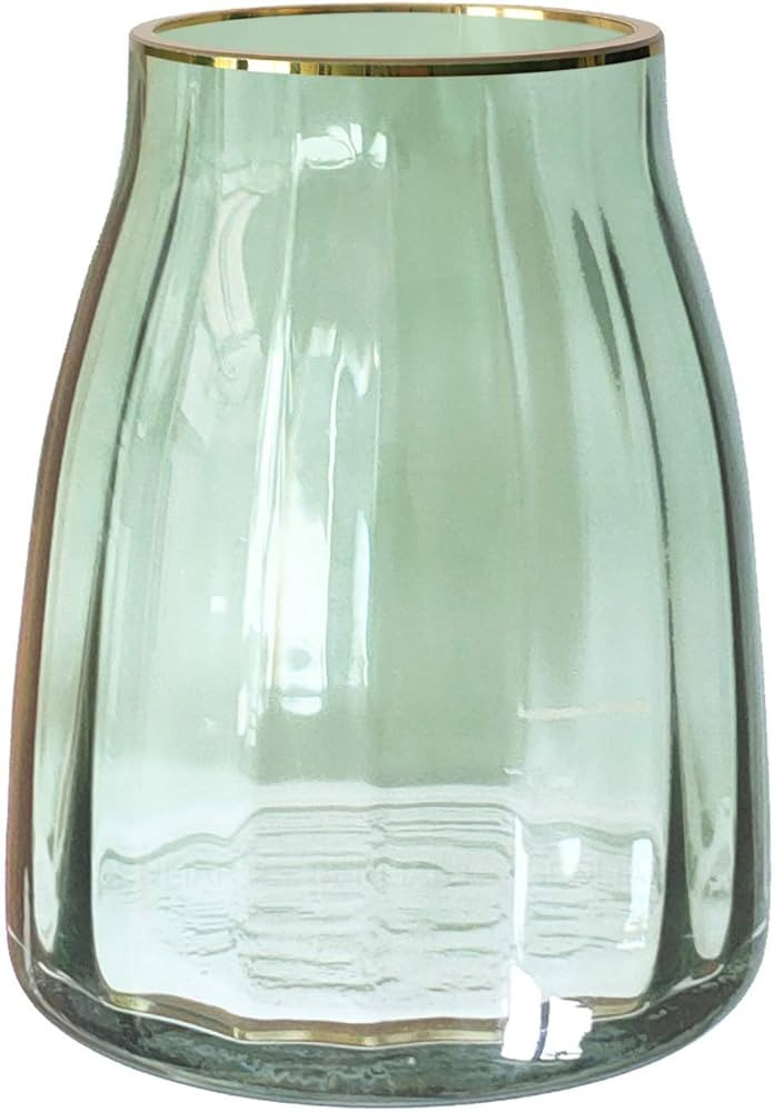 Flower Vase Modern Glass Vase Home Decor Vases, Bookshelf Decor Green Glass Vase Centerpieces for... | Amazon (US)