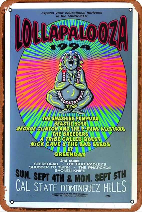 1994 Lollapalooza - Carson Silkscreen Concert Poster Metal Tin Sign Vintage Plaque for Home Coffe... | Amazon (US)