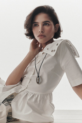 Damson Madder Cyrus Eyelet Organic Cotton Blouse | Anthropologie (US)