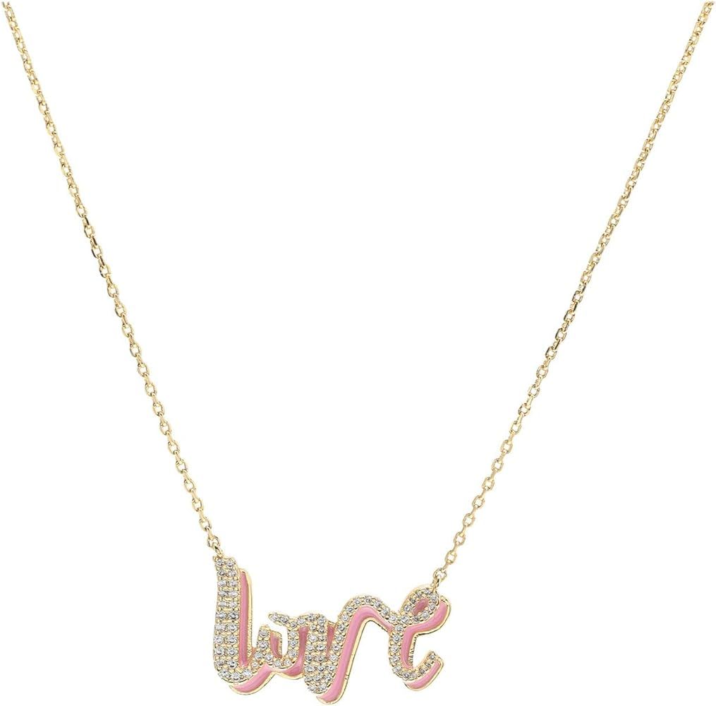 Kate Spade New York Say Yes Love Pendant Necklace Pink/Gold One Size | Amazon (US)