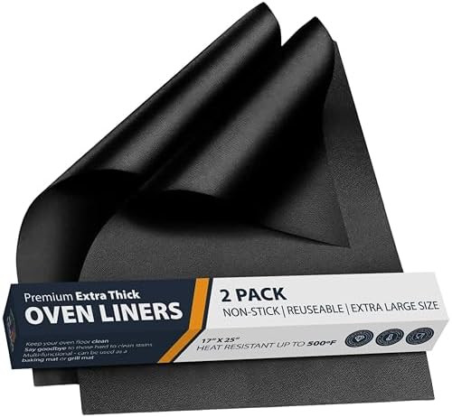 Oven Liners for Bottom of Oven - 2 Pack Large Heavy Duty Mats, 17”x25” Non-Stick Reusable Lin... | Amazon (US)