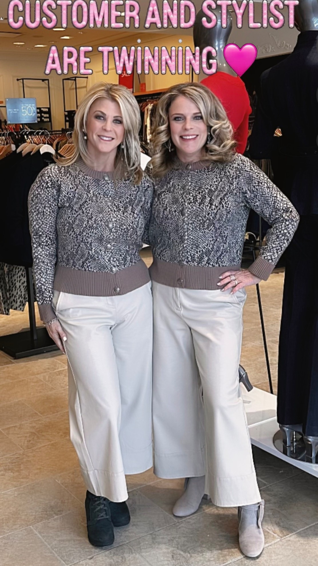 A customer and a stylist show up to appointment in the same outfit. Both looking fabulous 🤩

#LTKSaleAlert #LTKOver40 #LTKootd