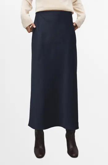 MANGO Satin Maxi Skirt in Navy at Nordstrom Rack, Size Small | Nordstrom Rack