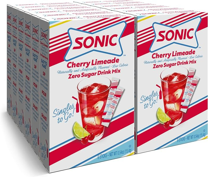 Sonic Singles To Go Powdered Drink Mix, Cherry Limeade, 6 Sticks Per Box, 12 Boxes (72 Sticks Tot... | Amazon (US)