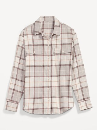 Long-Sleeve Plaid Flannel Boyfriend Tunic Shirt for Women | Old Navy (US)