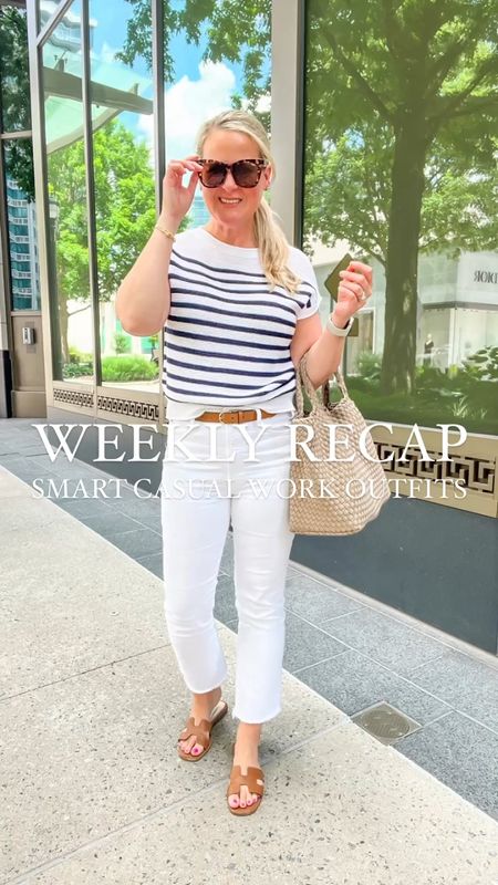 Smart casual work outfits for everyday of the week! 

Business casual, work wear, workwear, white jeans, jeans, sandals, work outfit, striped tops, work tops, summer outfit

#LTKSaleAlert #LTKWorkwear #LTKOver40