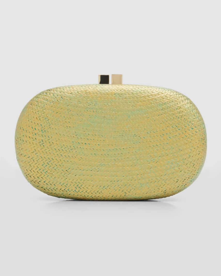 Olivine Bun Metallic Straw Clutch Bag | Neiman Marcus