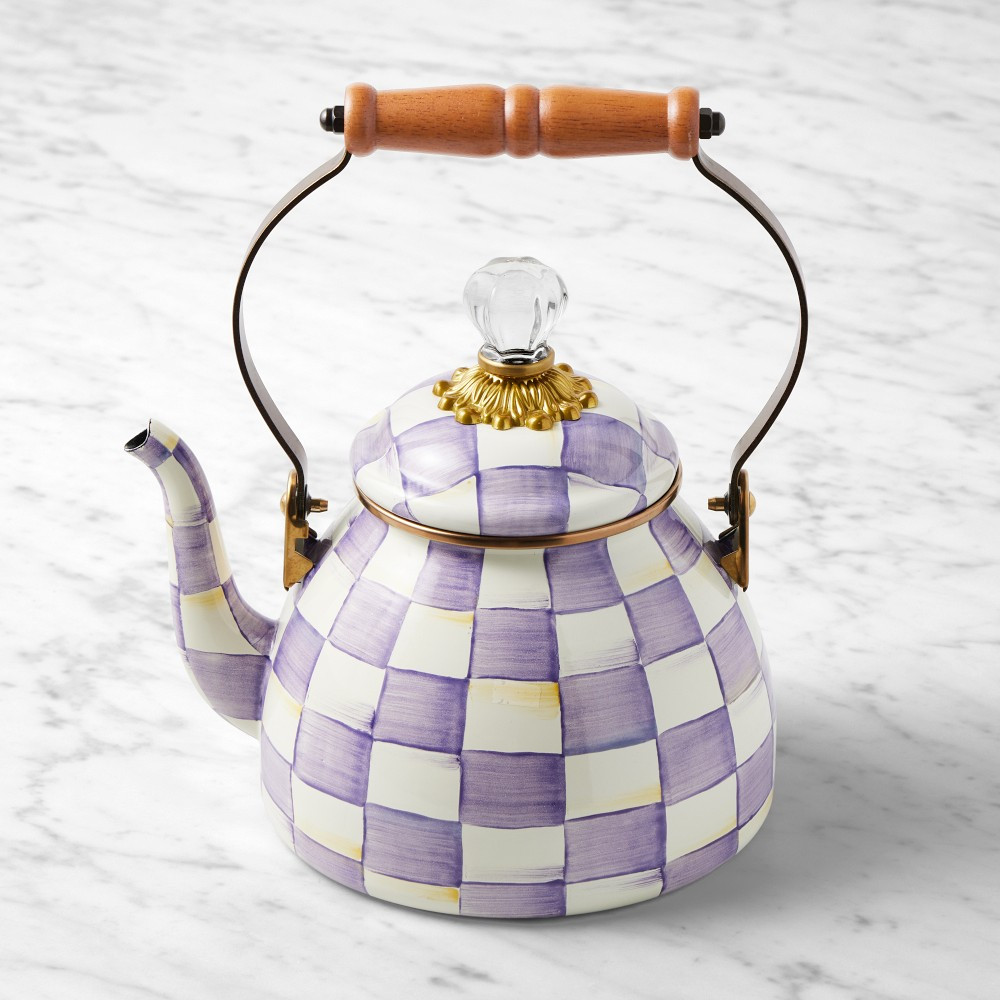 MacKenzie-Childs Violet Check Tea Kettle | Williams-Sonoma