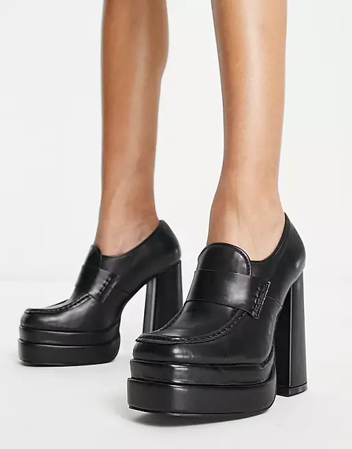 RAID Fancy platform heel loafers in black | ASOS (Global)