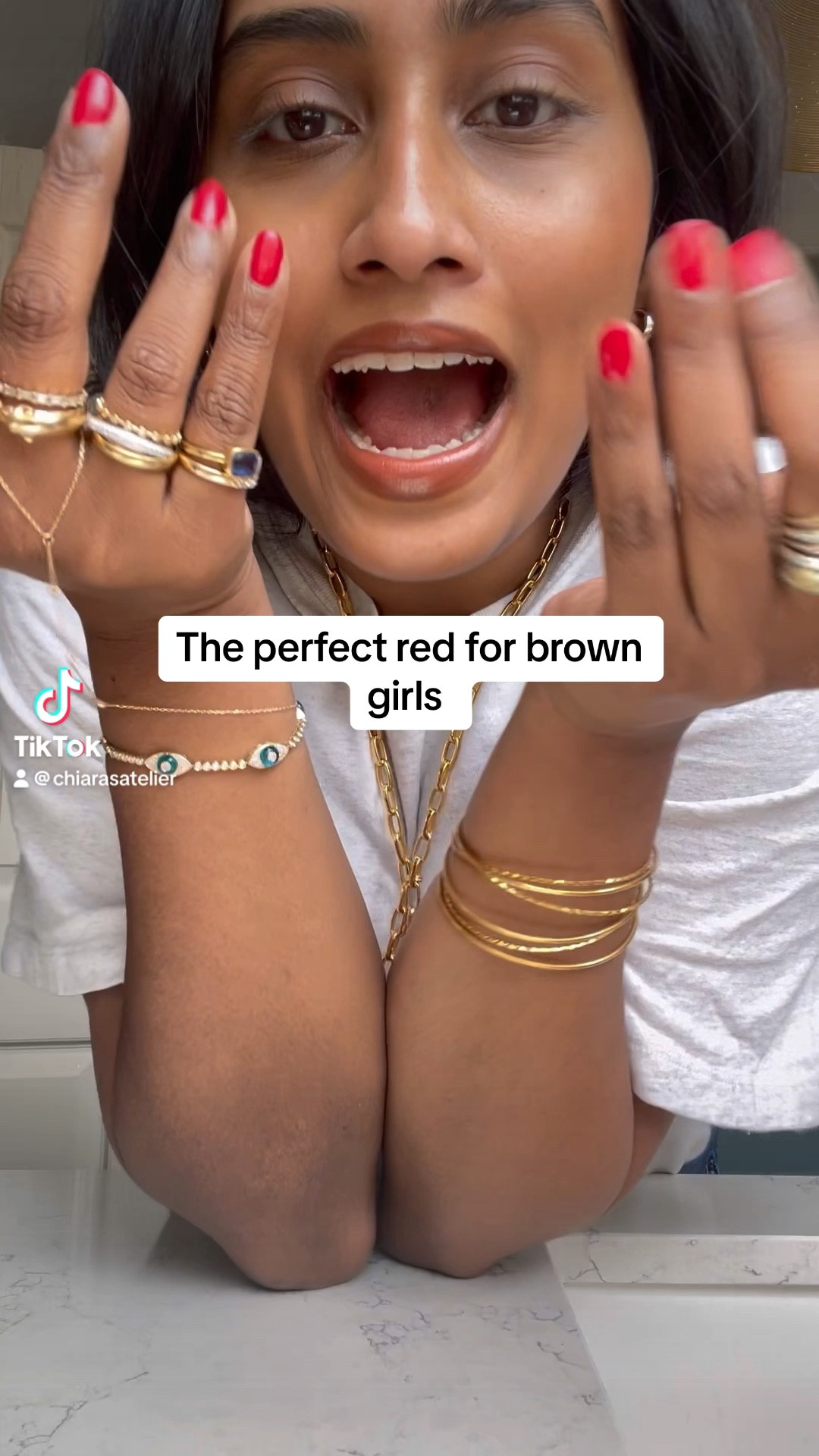 Red nail polish 
Perfect red manicure 
Essie rock the runway 

#LTKbeauty