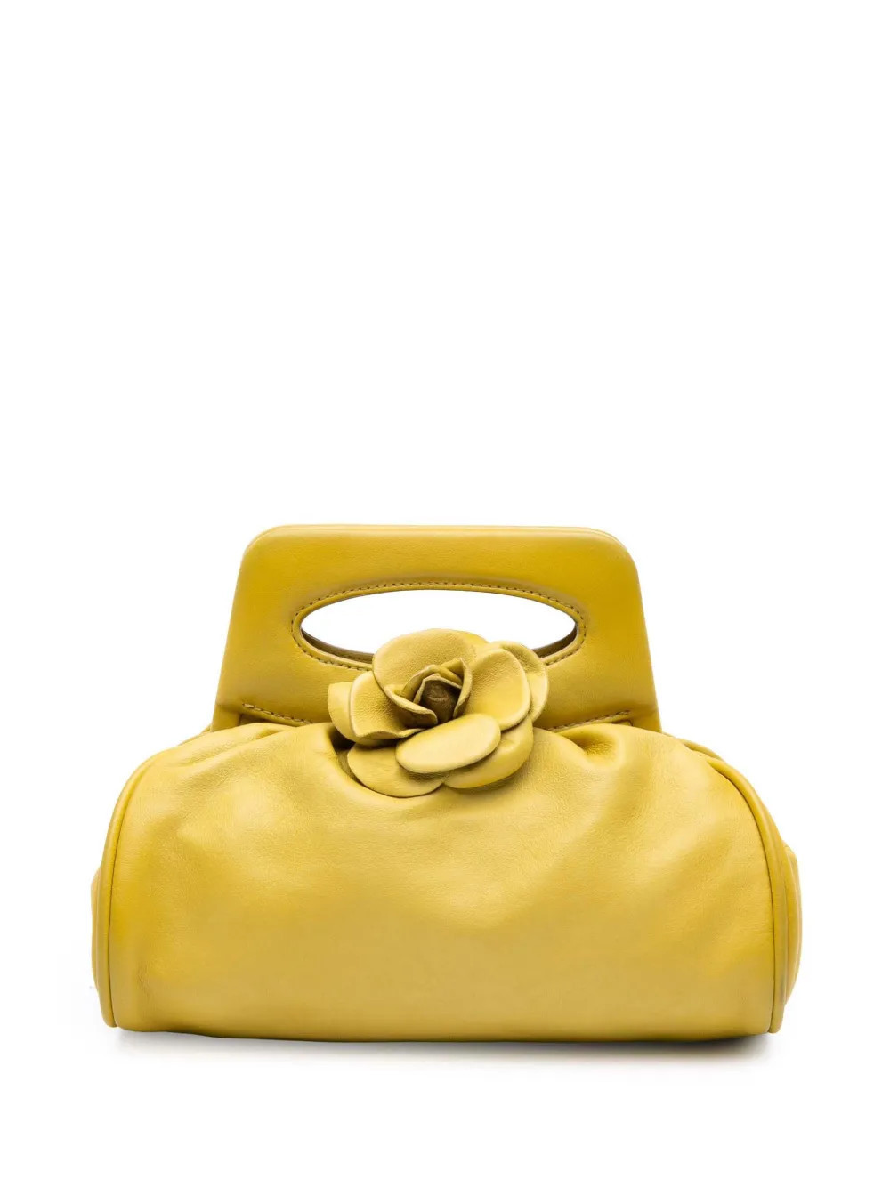 CHANEL Pre-Owned 2003-2004 Lambskin Camellia Frame clutch bag - Yellow | Farfetch Global