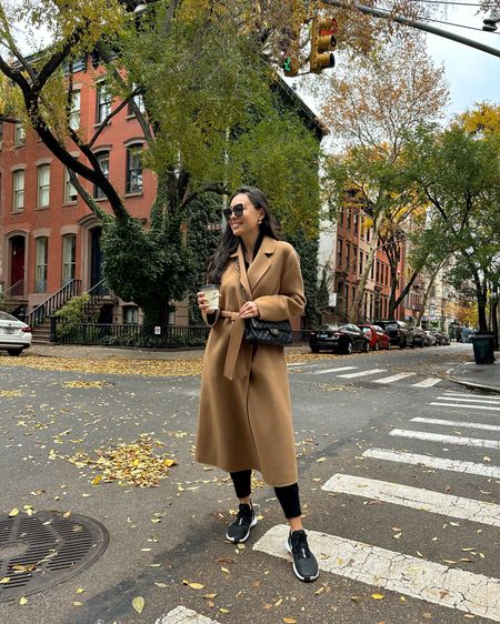 Kat Jamieson wears a camel coat and sneakers in the West Village. Casual outfit, travel style, fall outfit, jogger set. 

#LTKitbag #LTKtravel #LTKSeasonal