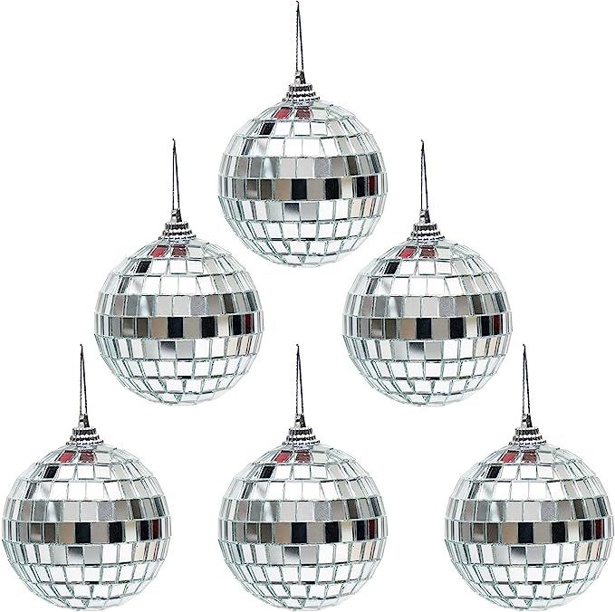 6 pcs 2.4 Inch Mirror Disco Ball Ornaments Christmas Hanging Balls Xmas Party Wedding Home Tree D... | Amazon (US)