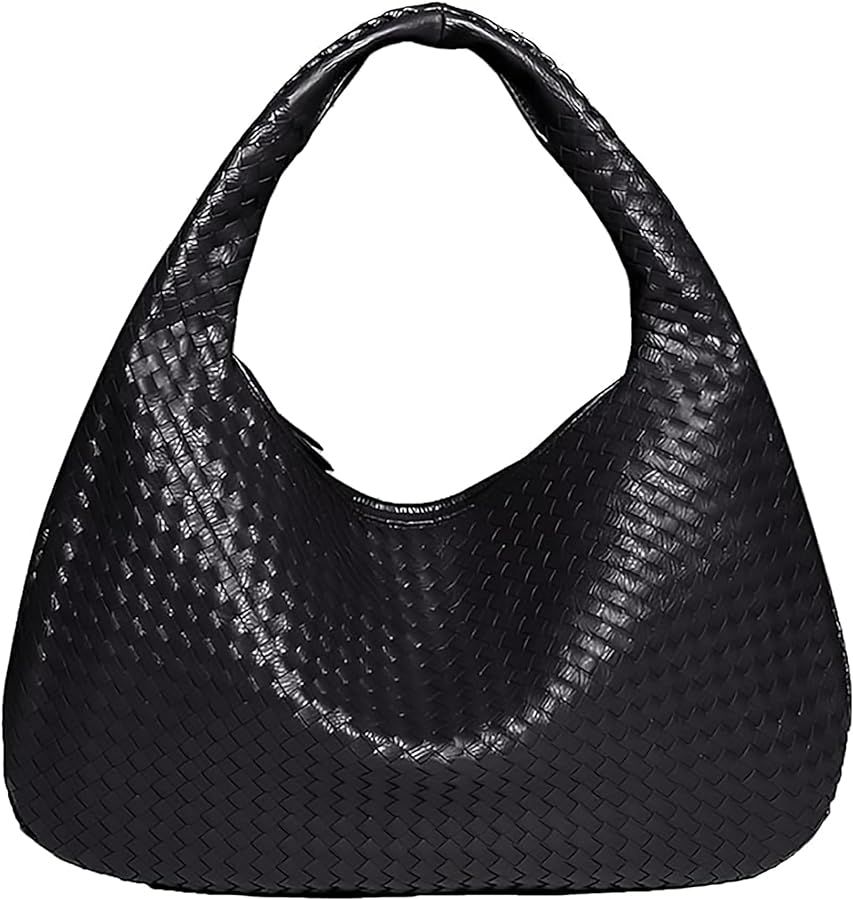 Woven Tote Womens Shoulder Bag -Vegan Leather Work Handwoven Hobo Handbag -Large Woven Purse Unde... | Amazon (US)