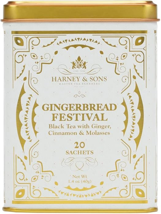Harney & Sons Gingerbread Festival, Black Tea with Ginger & Cinnamon, 20ct sachet tin | Amazon (US)