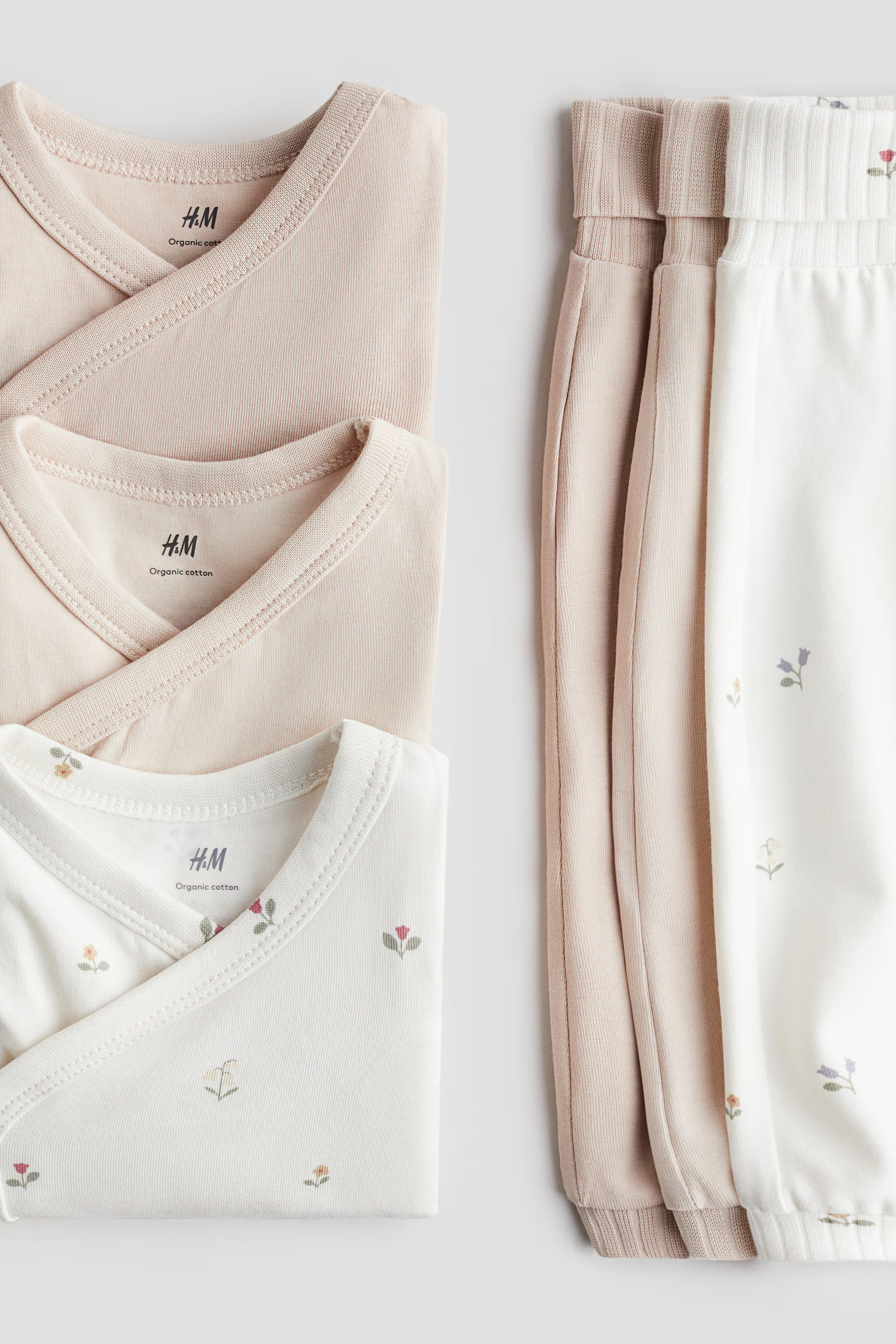 6-piece Bodysuit and Pants Set - Light dusty pink/floral - Kids | H&M US | H&M (US + CA)