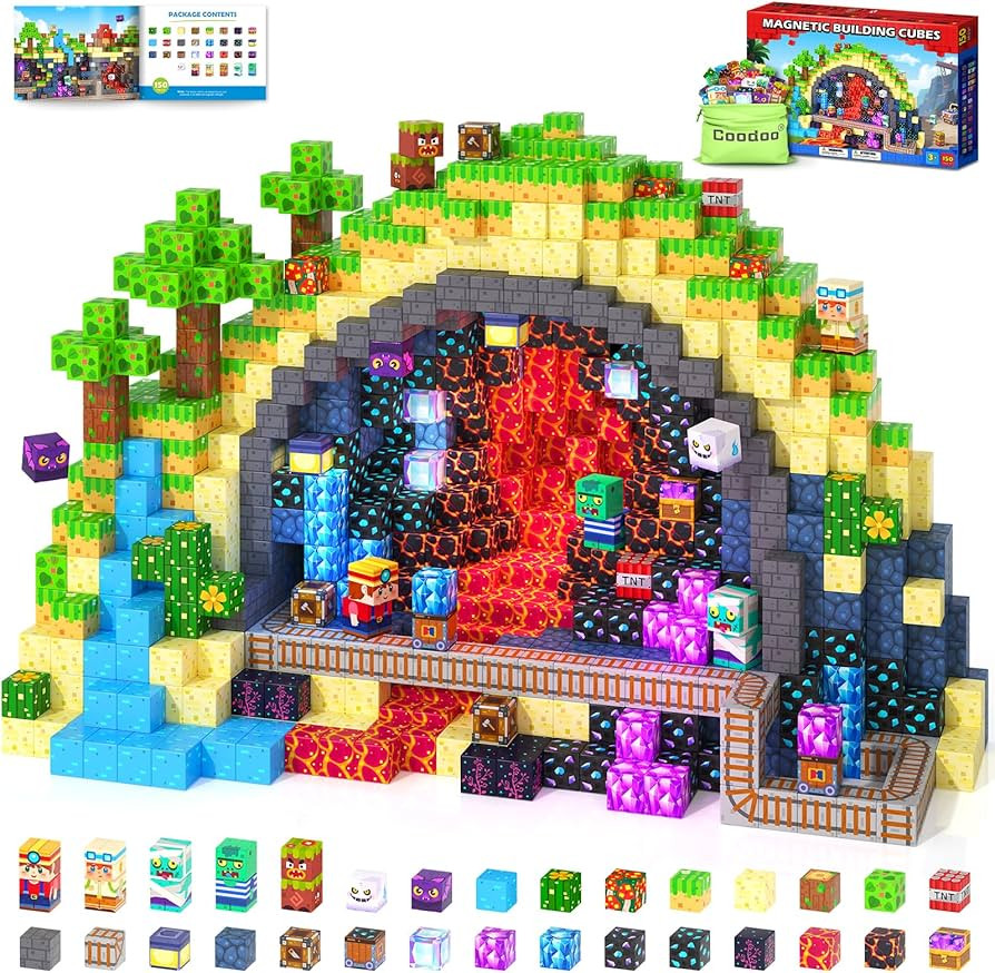 Coodoo 150PCS Magnetic Blocks, Build Mine Magnet World Set, Toddler Outdoor Toys STEM Constructio... | Amazon (US)
