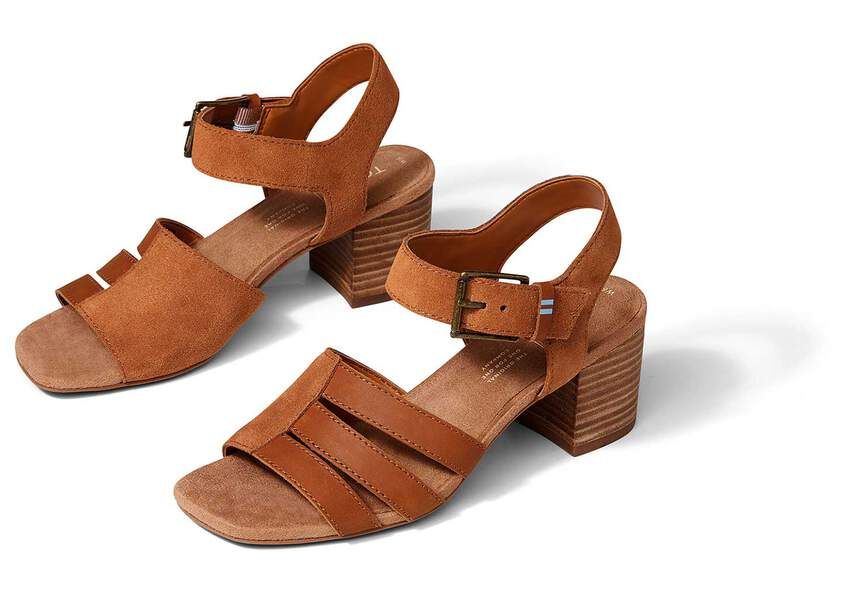 Tan Leather Block Heel Estella Womens Sandal | TOMS | TOMS (US)