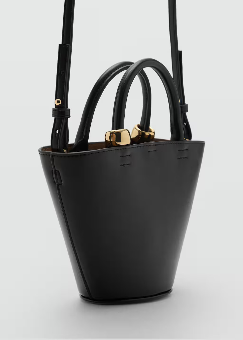 Mini shopper bag with metallic detail black - Women - One size - MANGO | Mango (US/MX/AU)