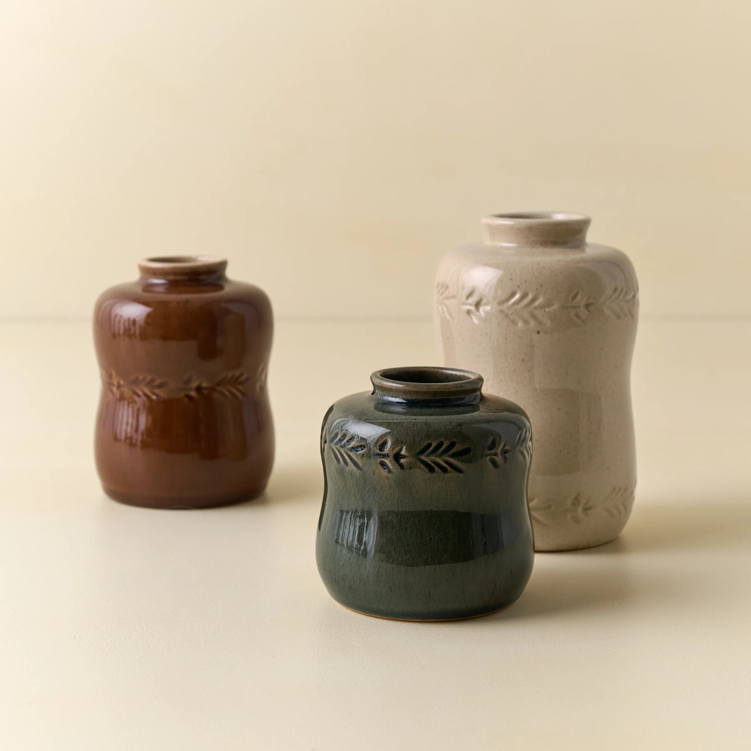 Floral Glazed Debossed Bud Vase | Magnolia