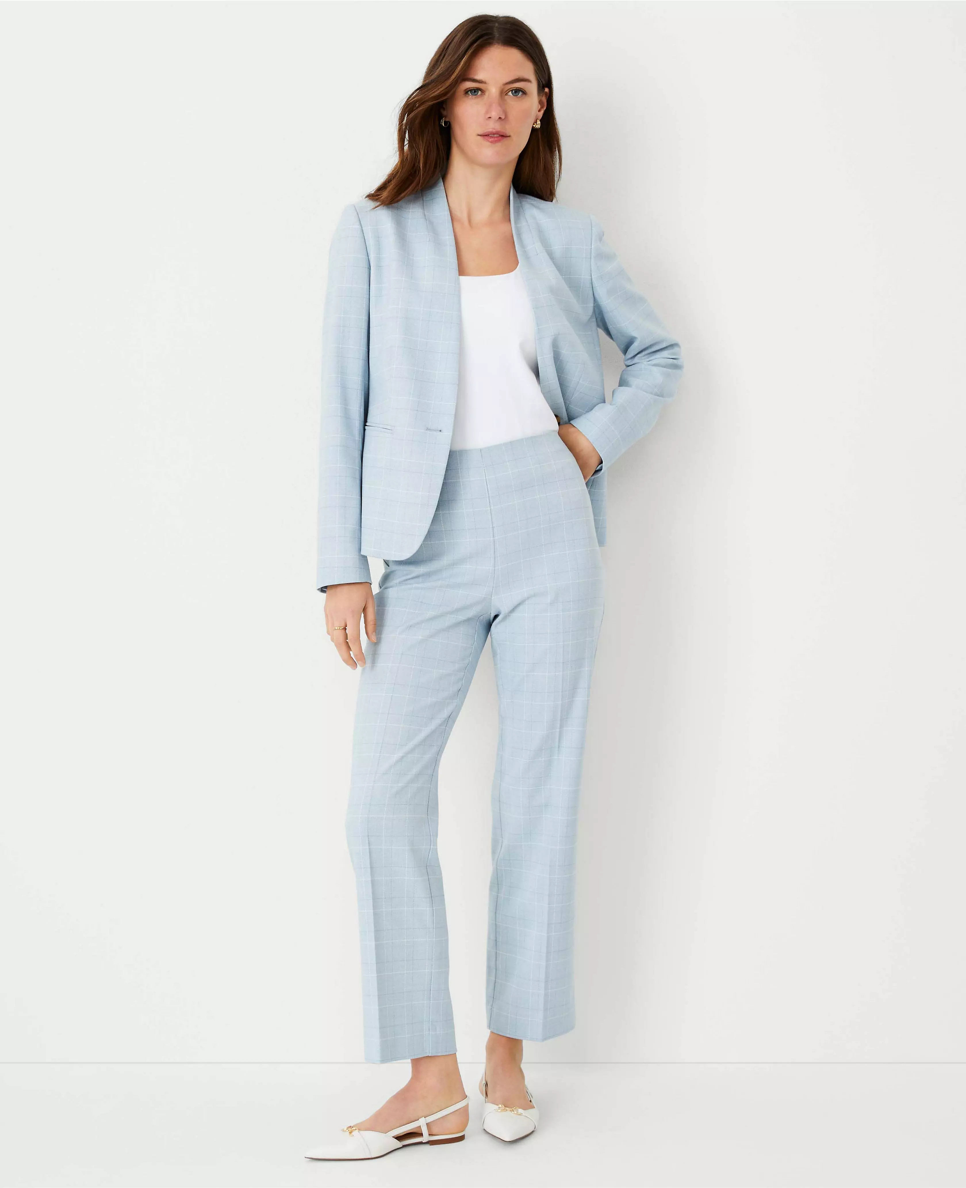 The Side Zip High Rise Pencil Pant in Windowpane | Ann Taylor (US)