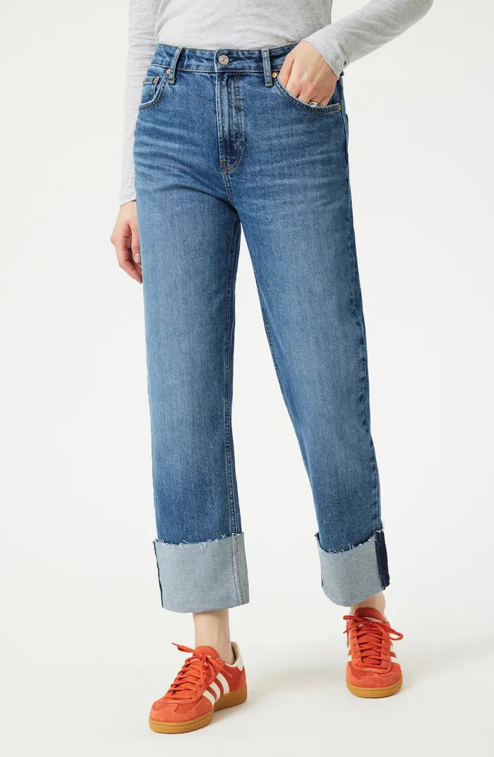 Mavi Jeans Savannah Cuff High Waist Raw Hem Wide Leg Jeans | Nordstrom | Nordstrom