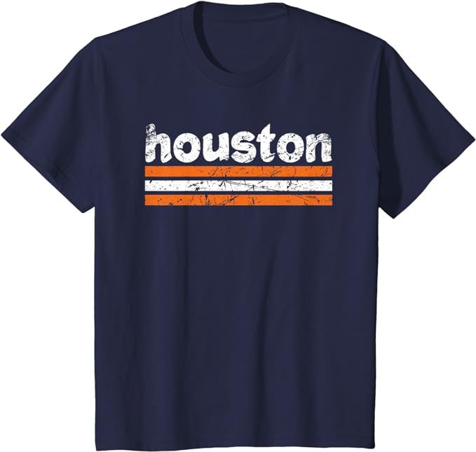 Houston Texas Three Stripe Vintage Weathered T-Shirt | Amazon (US)