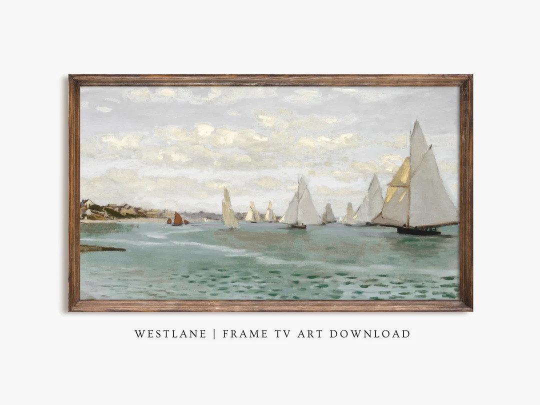 Samsung Frame TV Art Vintage Lake Painting Sailboat DIGITAL DOWNLOAD TV130 - Etsy | Etsy (US)
