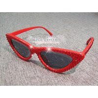 Hollywood Fashion Cat Eye Sunglasses/Shades Sunnies W Red Bling Sparkly Bedazzled Rhinestones Festival Rockabilly Retro Pin Up | Etsy (US)