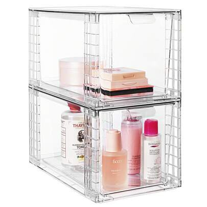 Vtopmart 2 Pack Large Stackable Storage Drawers,Clear Acrylic Drawer Organizers With Handles, Easily Assemble For Bathroom,Kitchen Undersink,Cabinet,C | SHEIN
