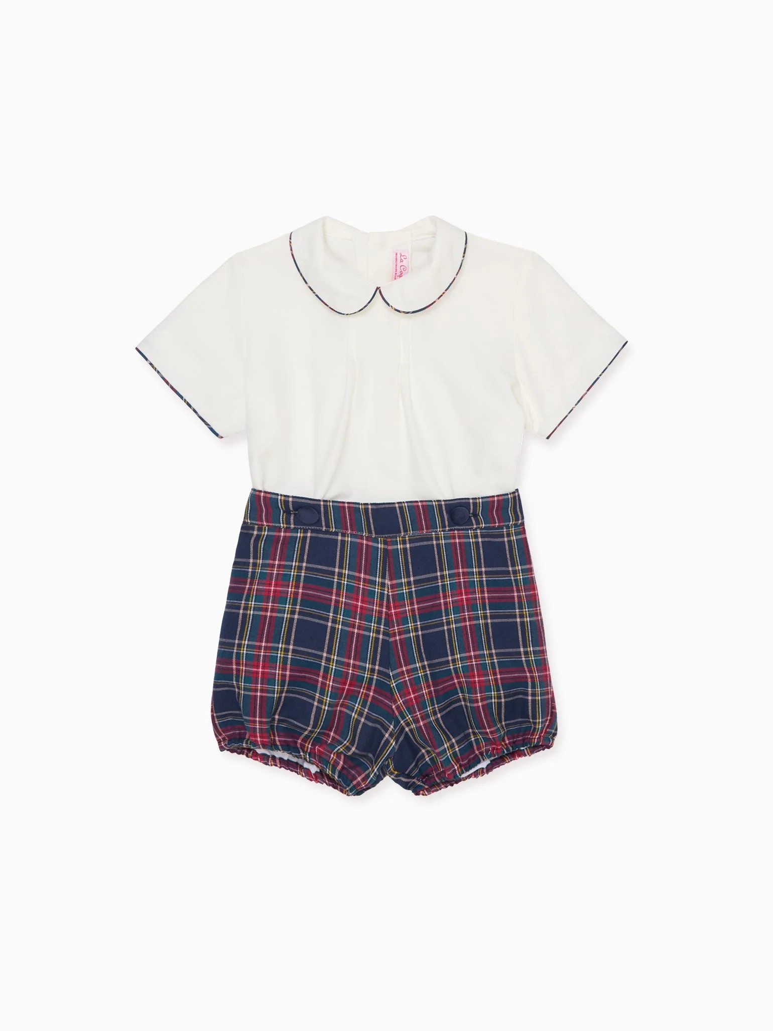 Navy Tartan Pablo Baby Boy Set | La Coqueta (US)