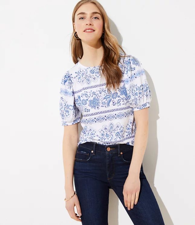 Garden Puff Sleeve Cropped Statement Tee | LOFT | LOFT