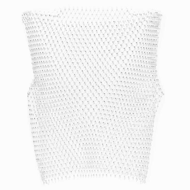 Crystal Studded White Fishnet Tank Top | Claire's (US)