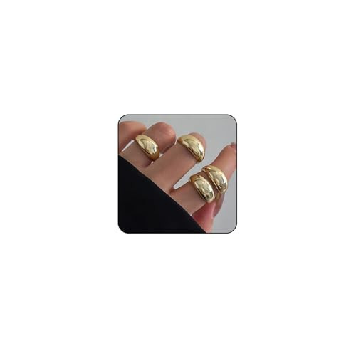 ONBRIG Chunky Gold Rings for Women Adjustable 18K Gold Statement Ring Chunky Silver Rings Punk Jewellery Accessorie (Gold-02) | Amazon (US)